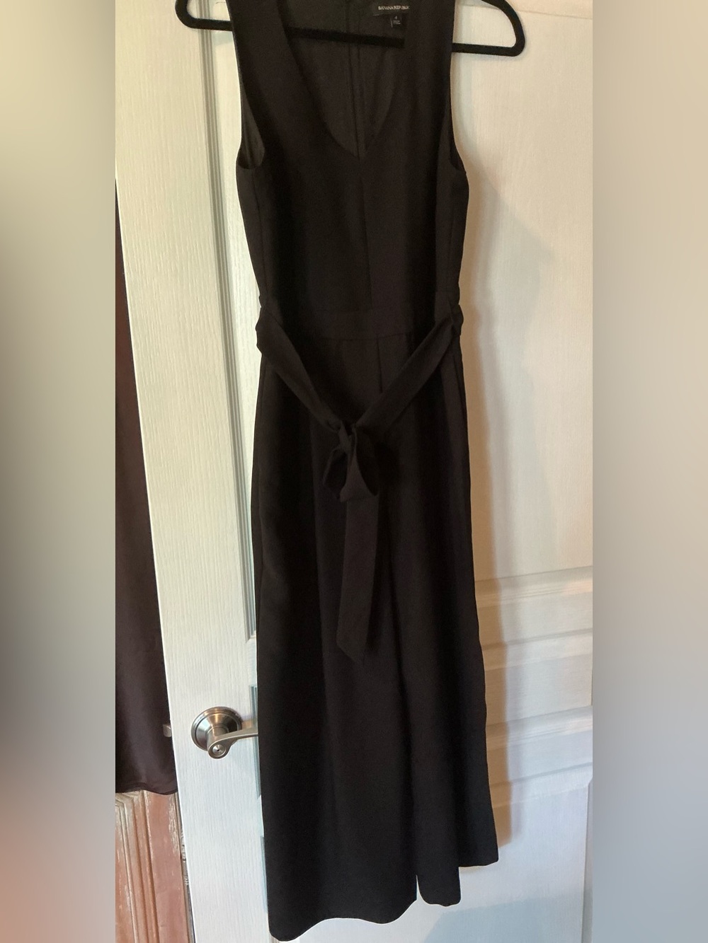 Banana Republic Black Sleeveless Wide Leg Jumpsuit with Tie Waist